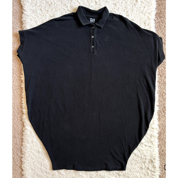 Planet OS Collared Button Tunic Black Dress 100% Pima Cotton Grunge Boho - Picture 7 of 12